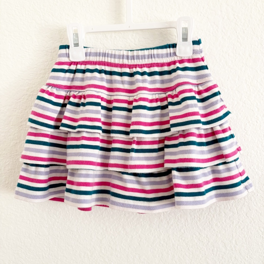 Hanna Andersson Striped Ruffle Tiered Scooter Skirt Skort Size 4